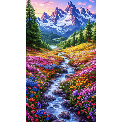 Flowers In The Mountains And Streams - Full AB Round Drill Diamond Painting 40*70CM