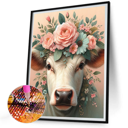 Flower Cows - Full Round Drill Diamond Painting 30*40CM