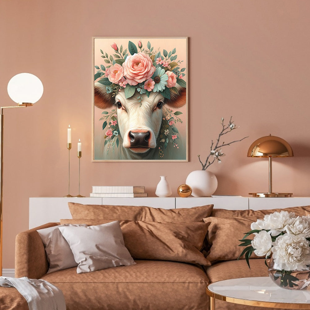 Flower Cows - Full Round Drill Diamond Painting 30*40CM