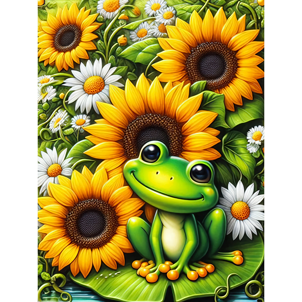 Sunflower Frogs - Full Round Drill Diamond Painting 30*40CM