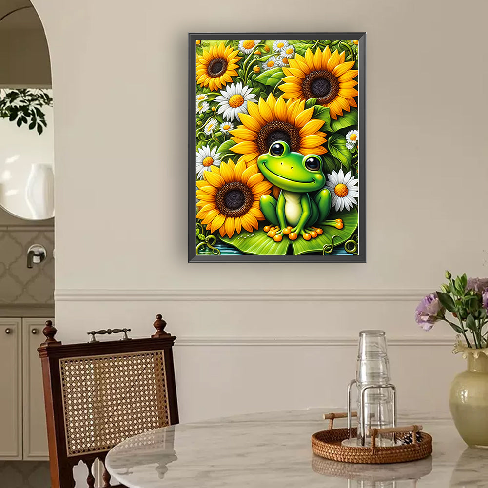 Sunflower Frogs - Full Round Drill Diamond Painting 30*40CM