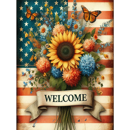 Union Flag Sunflowers - Full Round Drill Diamond Painting 30*40CM