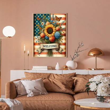 Union Flag Sunflowers - Full Round Drill Diamond Painting 30*40CM