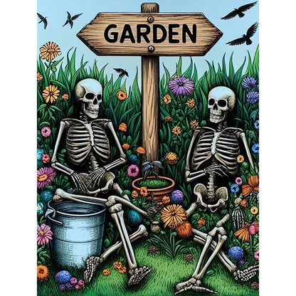Garden Skulls - Full Round Drill Diamond Painting 30*40CM