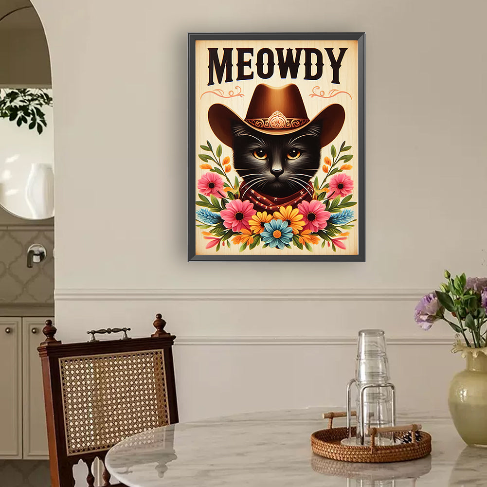Cowboy Cat - Full Round Drill Diamond Painting 30*40CM