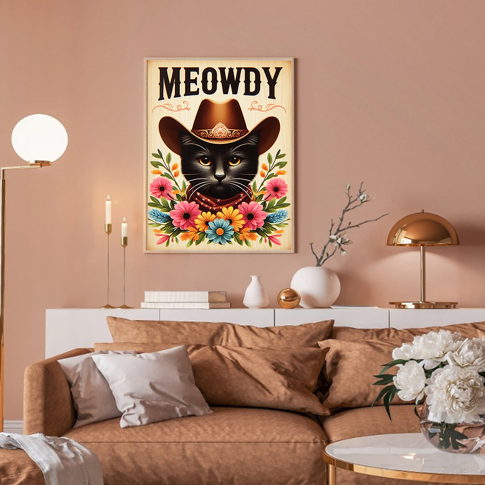 Cowboy Cat - Full Round Drill Diamond Painting 30*40CM