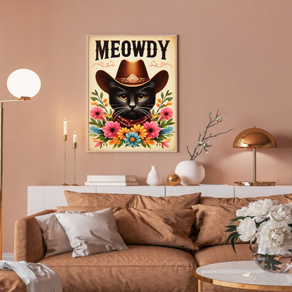 Cowboy Cat - Full Round Drill Diamond Painting 30*40CM