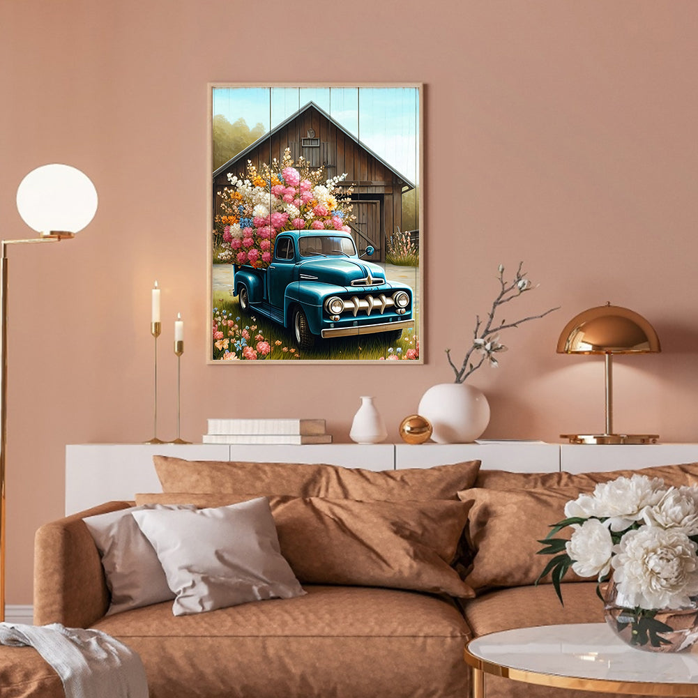 Flower Classic Car - Full Round Drill Diamond Painting 30*40CM