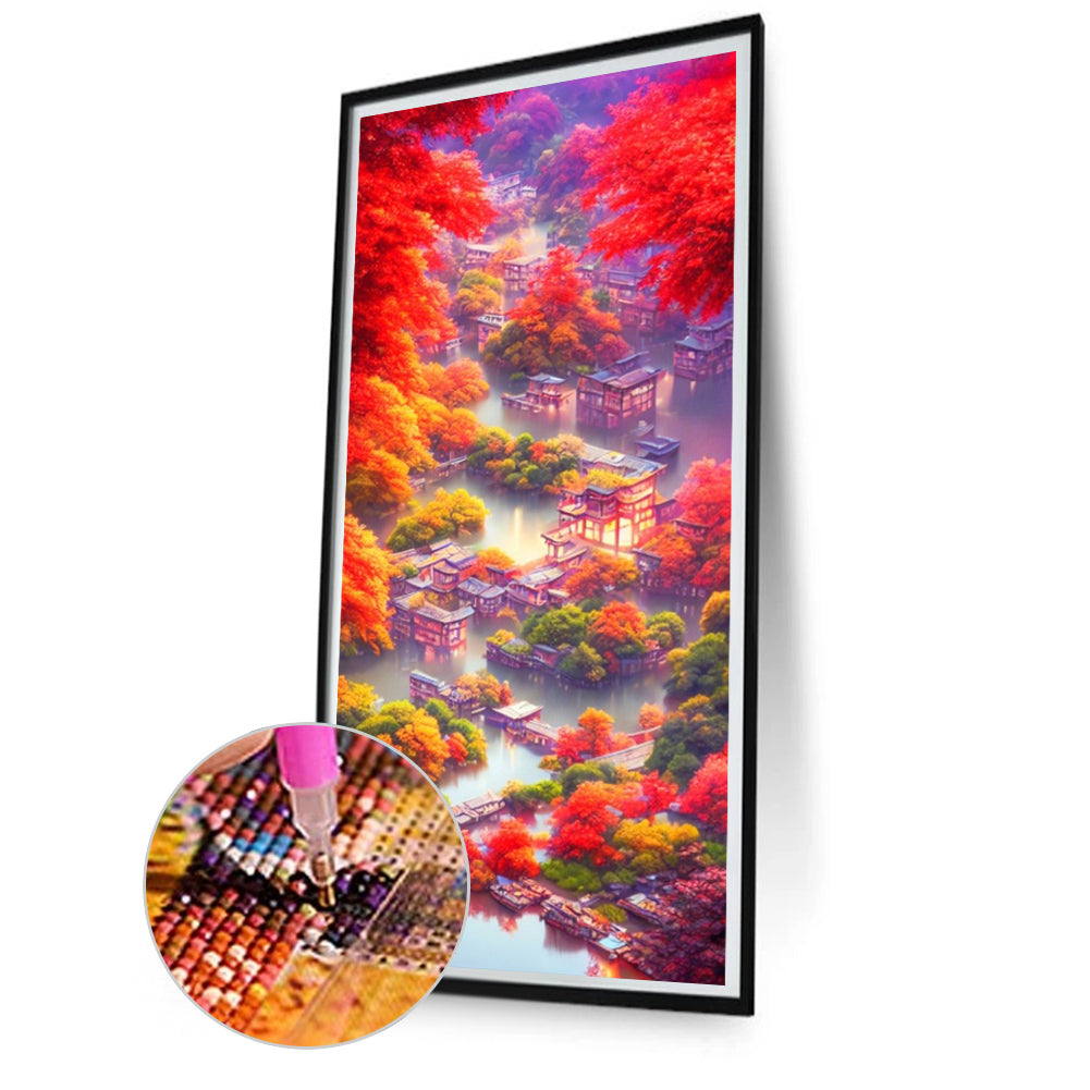 Oriental Water Village - Full AB Round Drill Diamond Painting 40*80CM