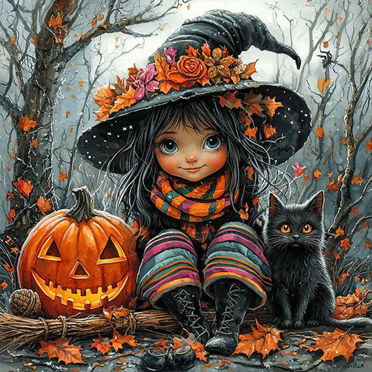 Pumpkin Girl - Full Round Drill Diamond Painting 40*40CM