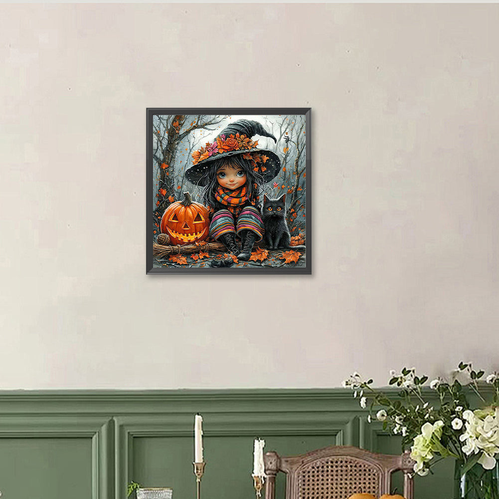 Pumpkin Girl - Full Round Drill Diamond Painting 40*40CM