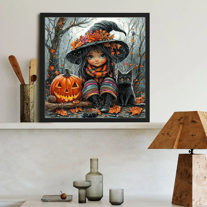 Pumpkin Girl - Full Round Drill Diamond Painting 40*40CM
