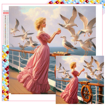Seagull On The Boat - Full Square Drill Diamond Painting 40*40CM