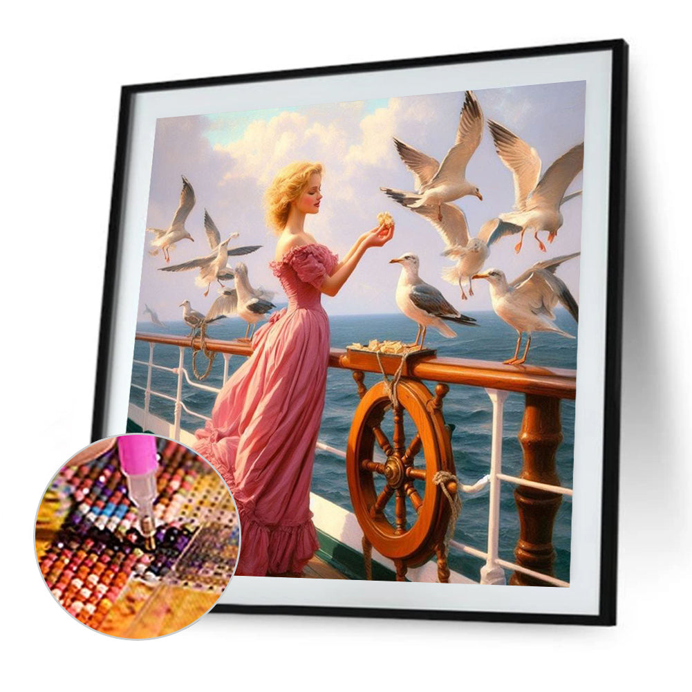 Seagull On The Boat - Full Square Drill Diamond Painting 40*40CM