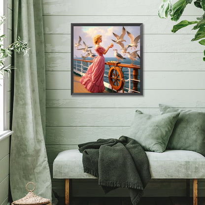 Seagull On The Boat - Full Square Drill Diamond Painting 40*40CM