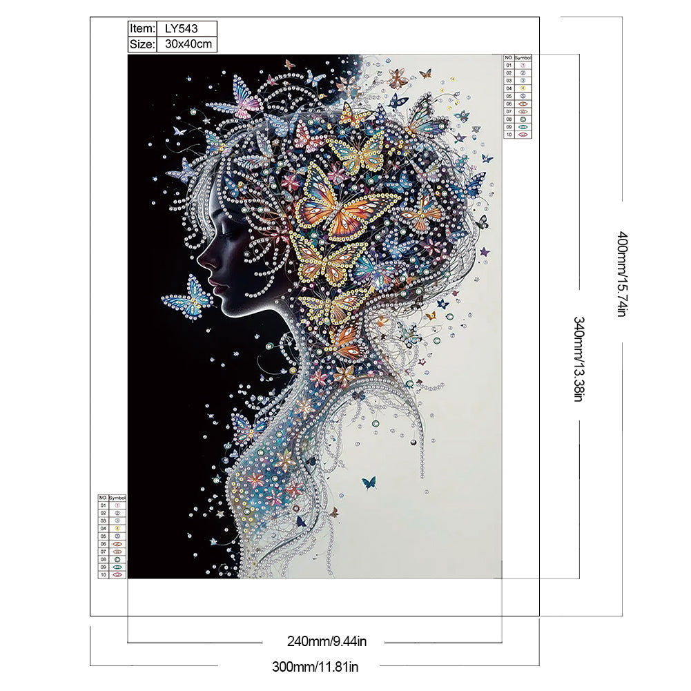 Butterfly Woman - Special Shaped Drill Diamond Painting 30*40CM