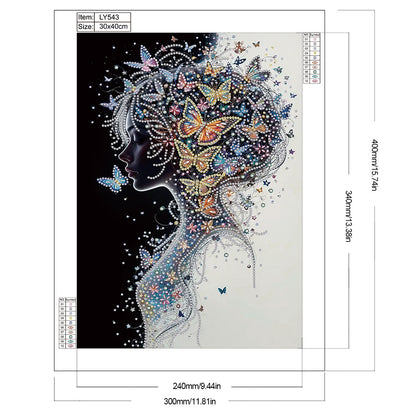 Butterfly Woman - Special Shaped Drill Diamond Painting 30*40CM