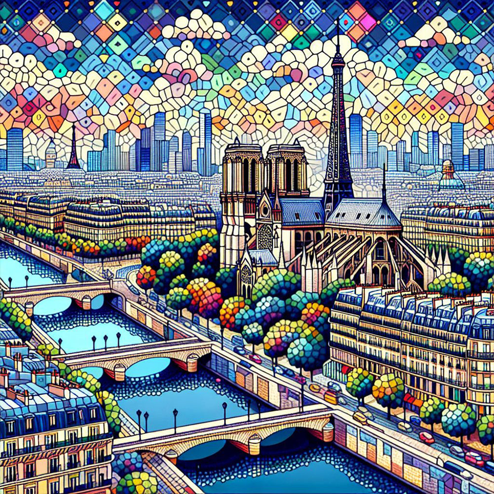 Eiffel Tower In Daytime - Full Round Drill Diamond Painting 40*40CM