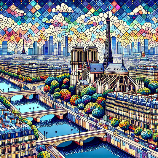 Eiffel Tower In Daytime - Full Round Drill Diamond Painting 40*40CM