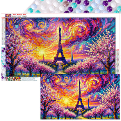 Eiffel Tower In The Rising Sun - Full Round Drill Diamond Painting 70*40CM