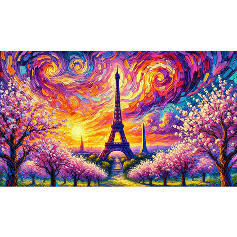 Eiffel Tower In The Rising Sun - Full Round Drill Diamond Painting 70*40CM