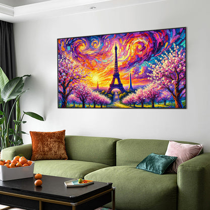 Eiffel Tower In The Rising Sun - Full Round Drill Diamond Painting 70*40CM