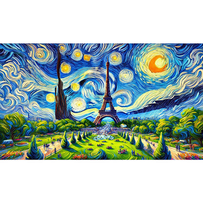 Eiffel Tower At Starry Night Eiffel Tower - Full Round Drill Diamond Painting 70*40CM
