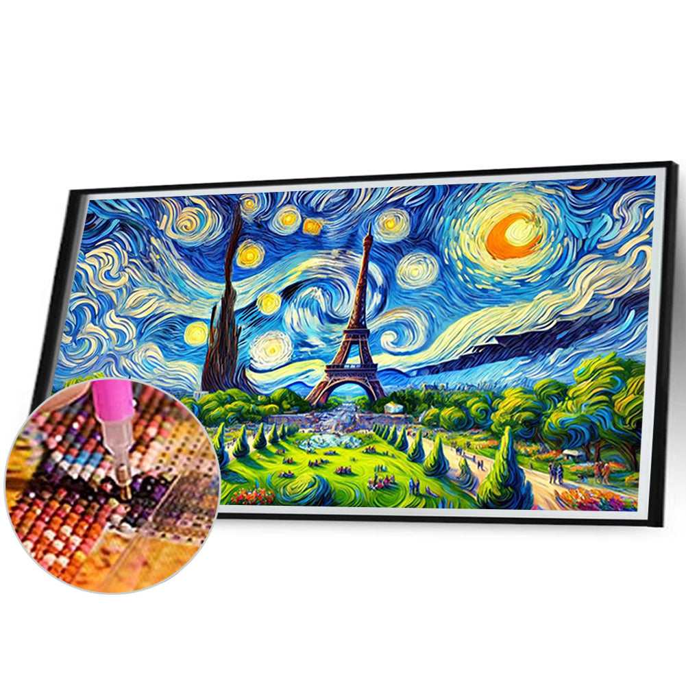Eiffel Tower At Starry Night Eiffel Tower - Full Round Drill Diamond Painting 70*40CM