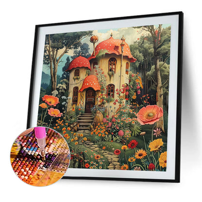Mushroom House - Full Square Drill Diamond Painting 40*40CM