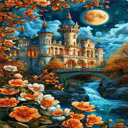 Castle Under The Moonlight - Full Round Drill Diamond Painting 40*70CM