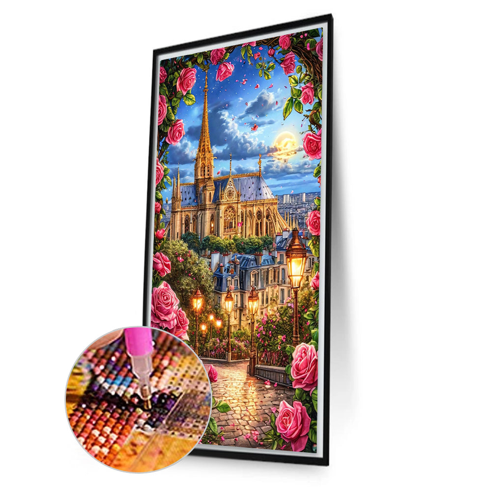 Flowers And Castle - Full Round Drill Diamond Painting 40*70CM