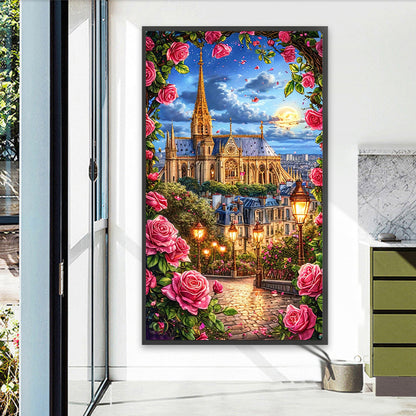 Flowers And Castle - Full Round Drill Diamond Painting 40*70CM