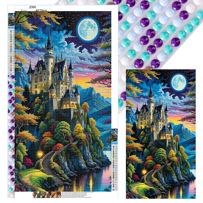 Castle Under The Moon - Full Round Drill Diamond Painting 40*70CM
