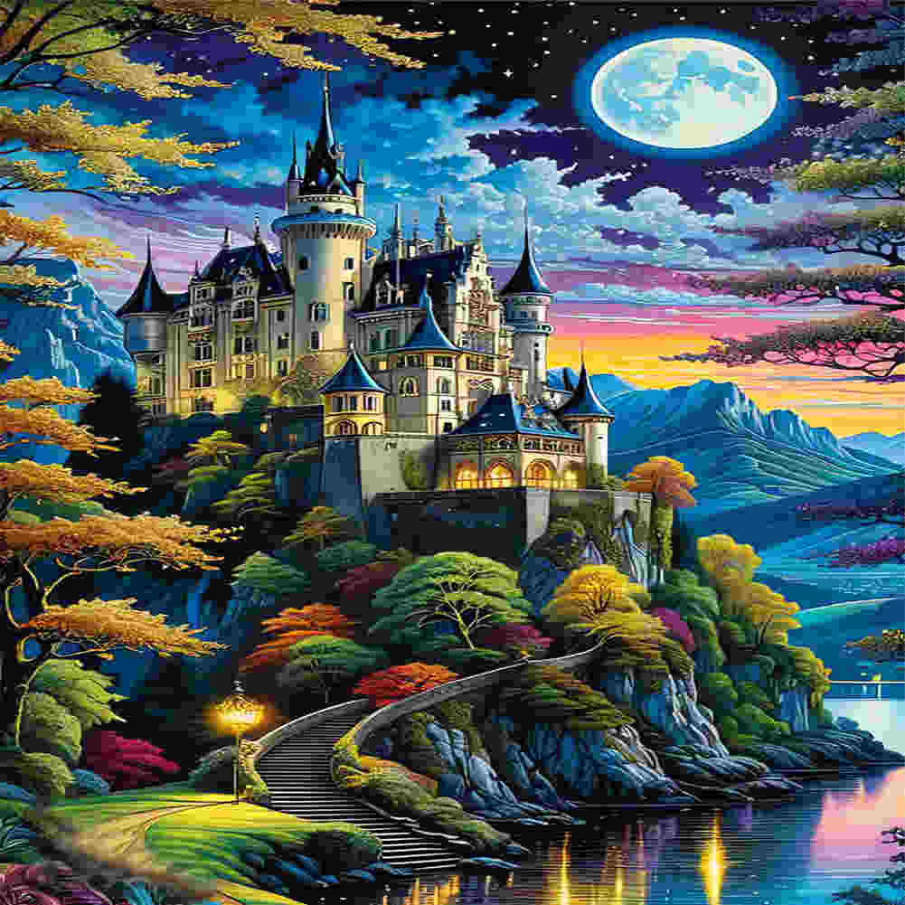 Castle Under The Moon - Full Round Drill Diamond Painting 40*70CM