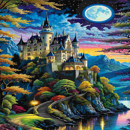 Castle Under The Moon - Full Round Drill Diamond Painting 40*70CM