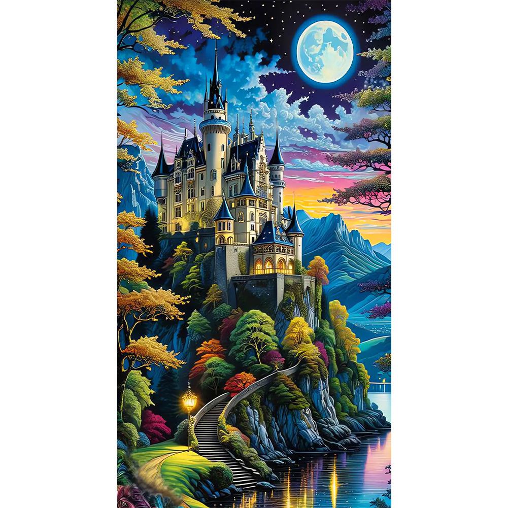 Castle Under The Moon - Full Round Drill Diamond Painting 40*70CM