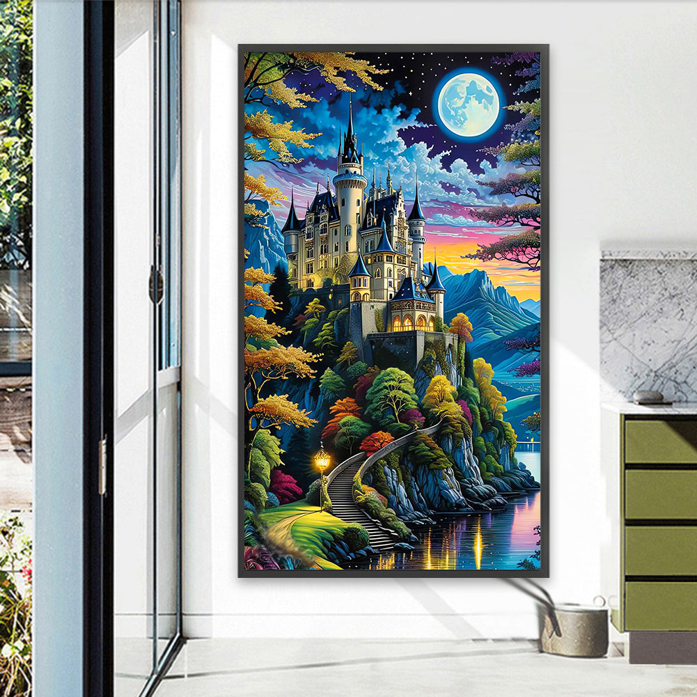 Castle Under The Moon - Full Round Drill Diamond Painting 40*70CM