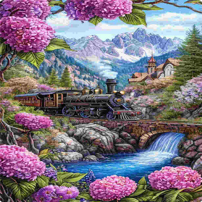 Train Scenery - Full Round Drill Diamond Painting 40*70CM