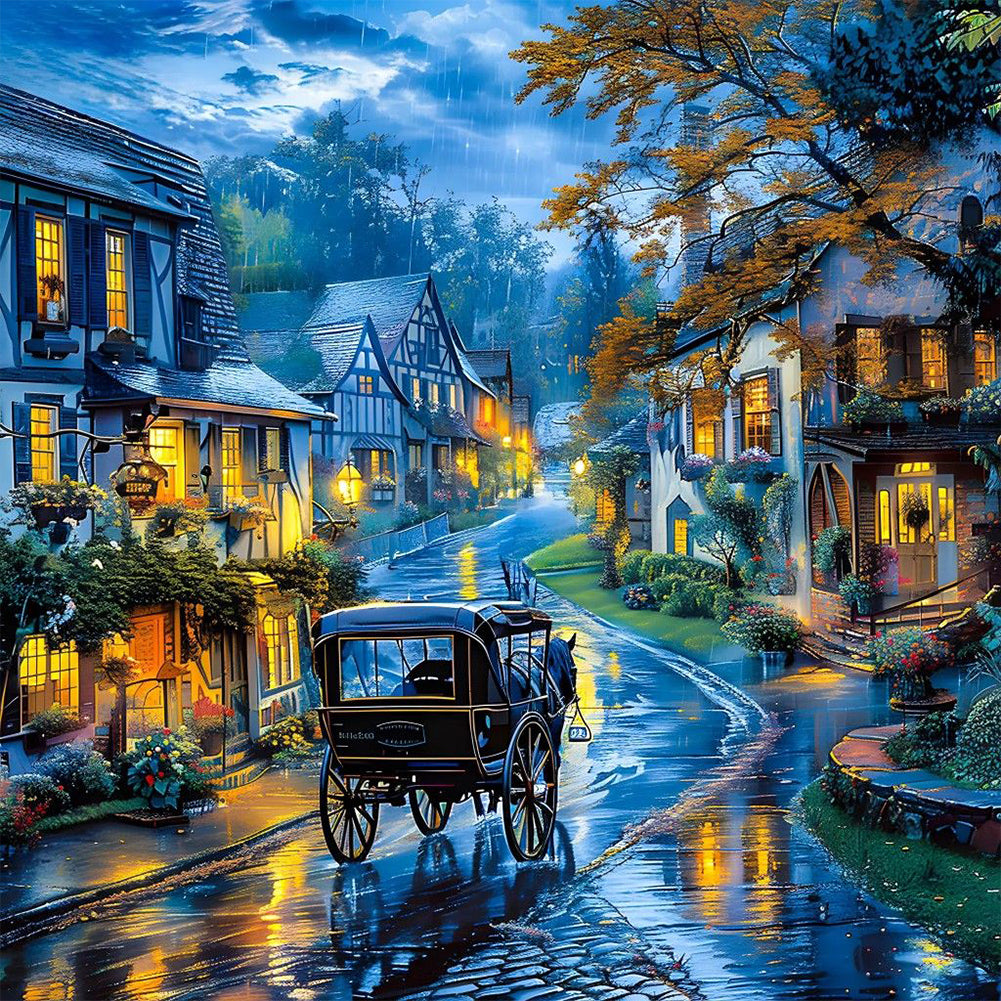 Night Scenery Of Street - Full Round Drill Diamond Painting 50*50CM