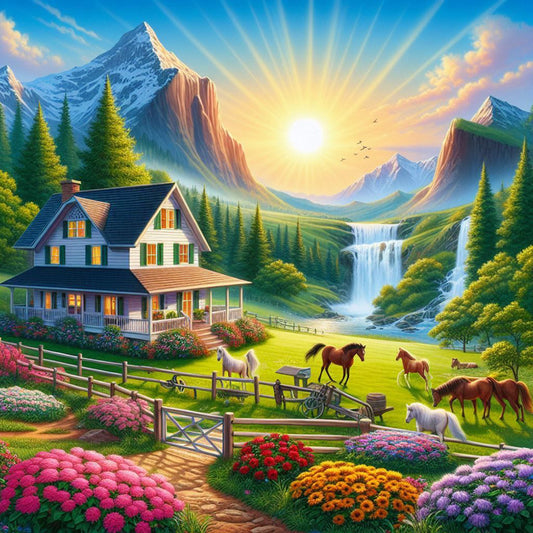 Natural Village - Full Round Drill Diamond Painting 50*50CM