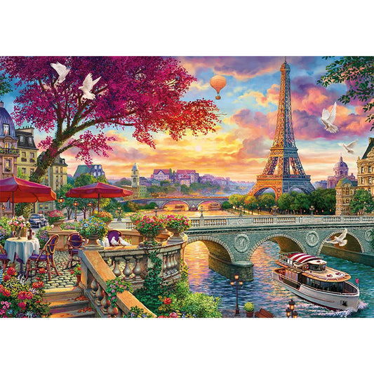 Eiffel Tower Scenery - Full Round Drill Diamond Painting 50*35CM