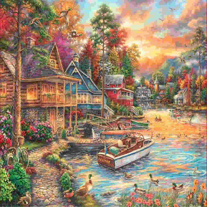 Streets By The River - Full Round Drill Diamond Painting 50*35CM