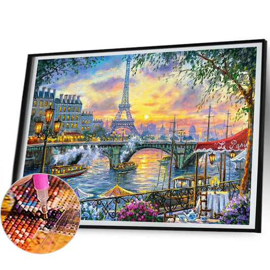 Eiffel Tower - Full Round Drill Diamond Painting 50*35CM