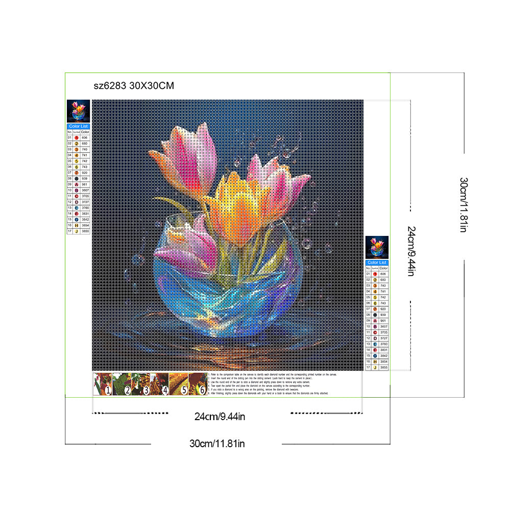 Luminous Flowers - Full Round Drill Diamond Painting 30*30CM