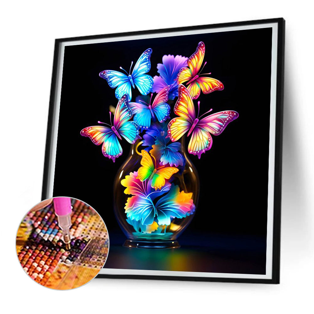 Luminous Butterflies - Full Round Drill Diamond Painting 30*30CM
