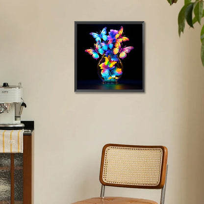 Luminous Butterflies - Full Round Drill Diamond Painting 30*30CM