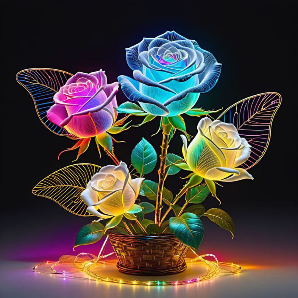 Luminous Roses - Full Round Drill Diamond Painting 30*30CM