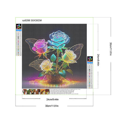 Luminous Roses - Full Round Drill Diamond Painting 30*30CM