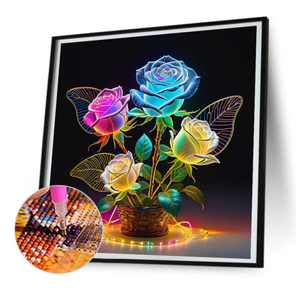 Luminous Roses - Full Round Drill Diamond Painting 30*30CM