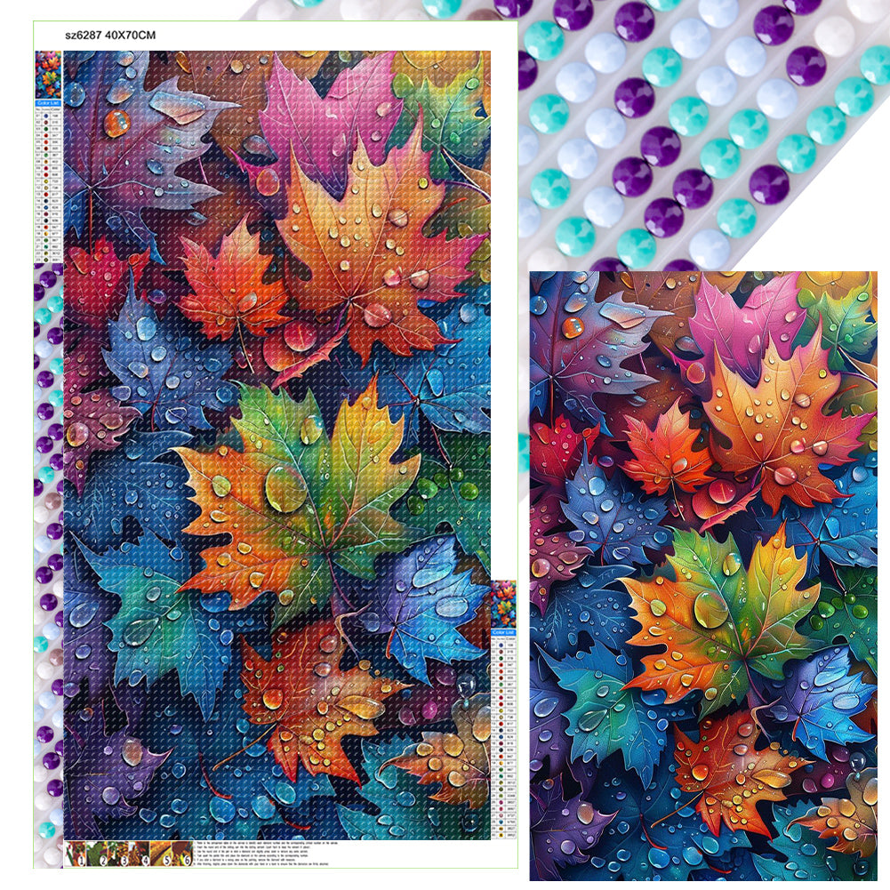 Colorful Maple Leaves - Full Round Drill Diamond Painting 40*70CM